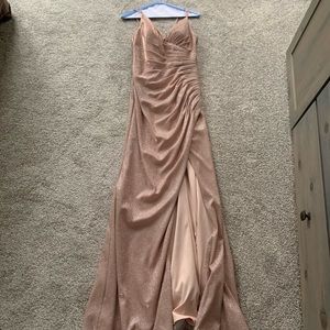 Rose gold sparkly prom dress